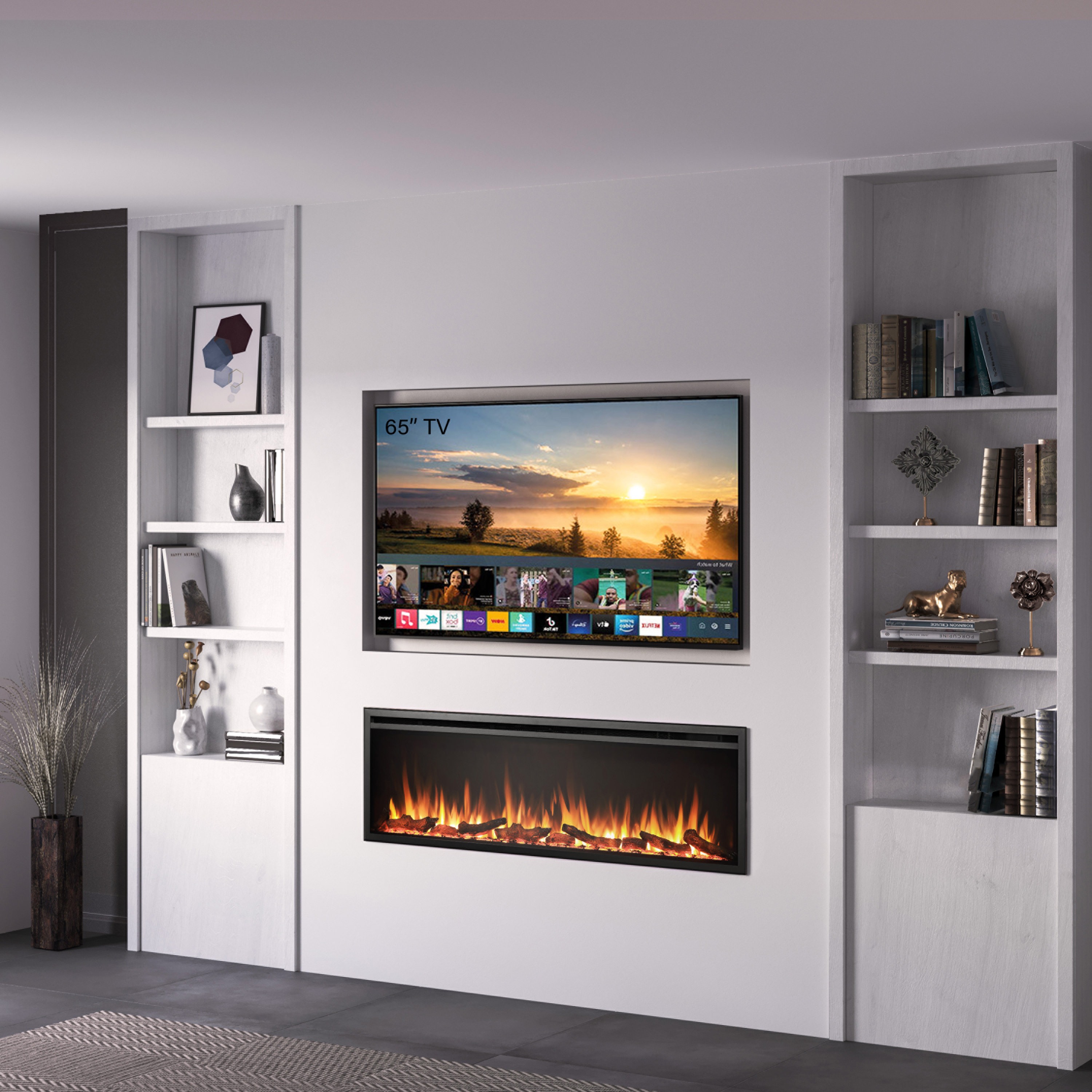 Bennett Infrared Electric Fireplace TV Stand in Farmhouse Ebony Mantels Direct